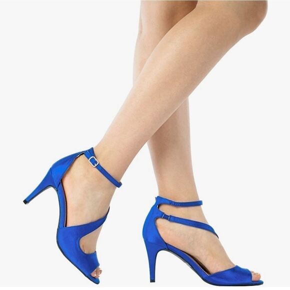 🔸️🔺️NWOB Dream Pairs Blue Nile Open Toe Heels Size 8 - Picture 1 of 14